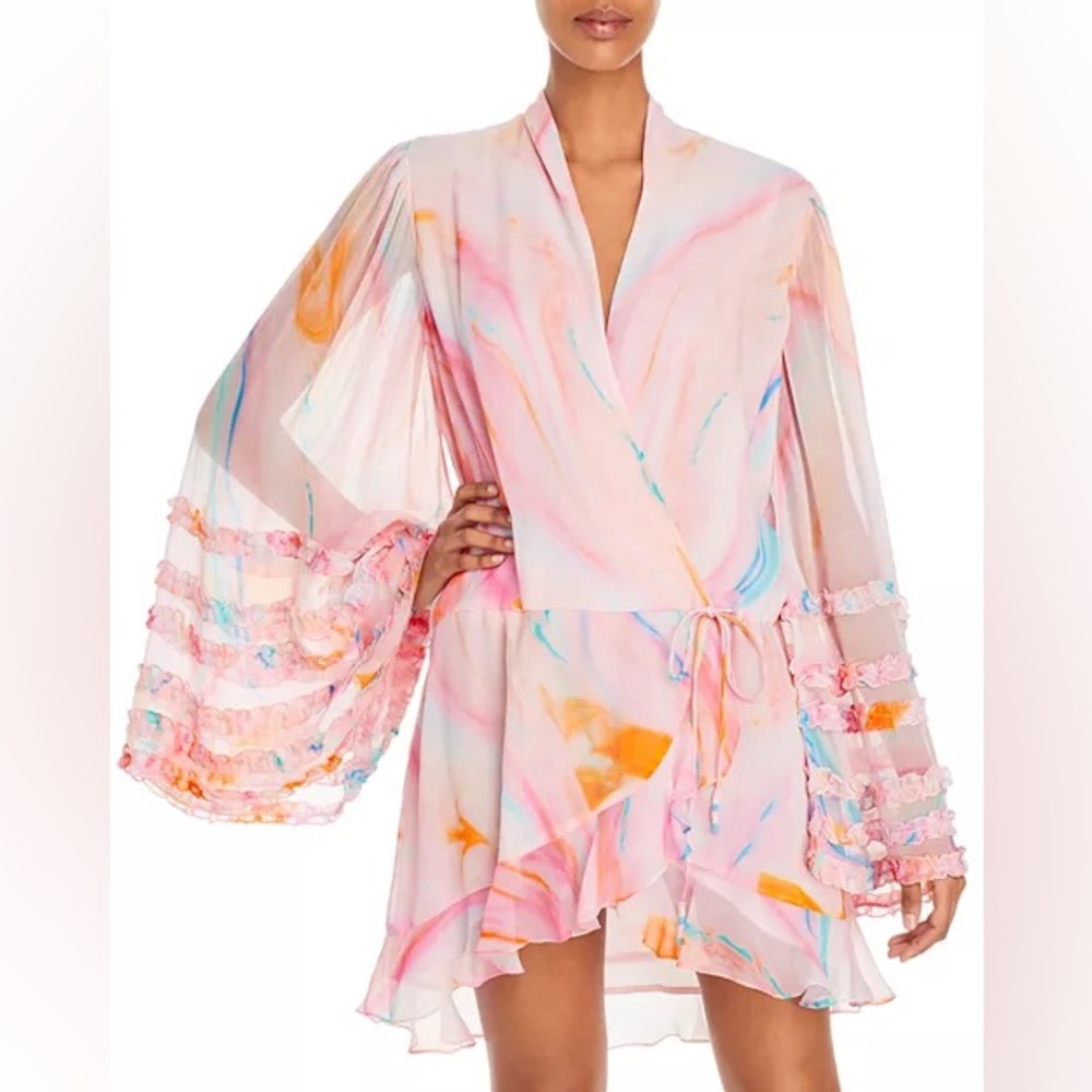 NWT Rococo Sand Davina Abstract Print Chiffon Mini Dress